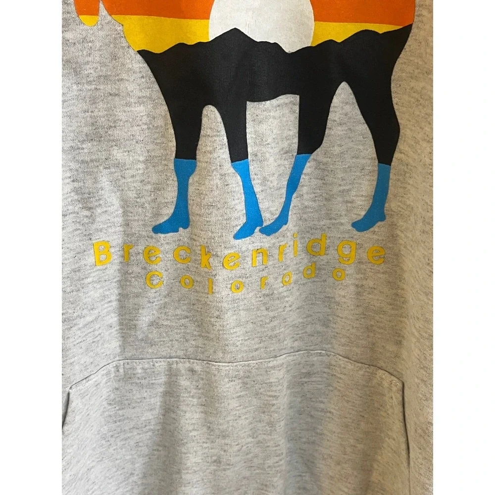 Breckenridge Colorado Sunset Rainbow Moose Block Color Gray Pull Over‎ Hoodie XL